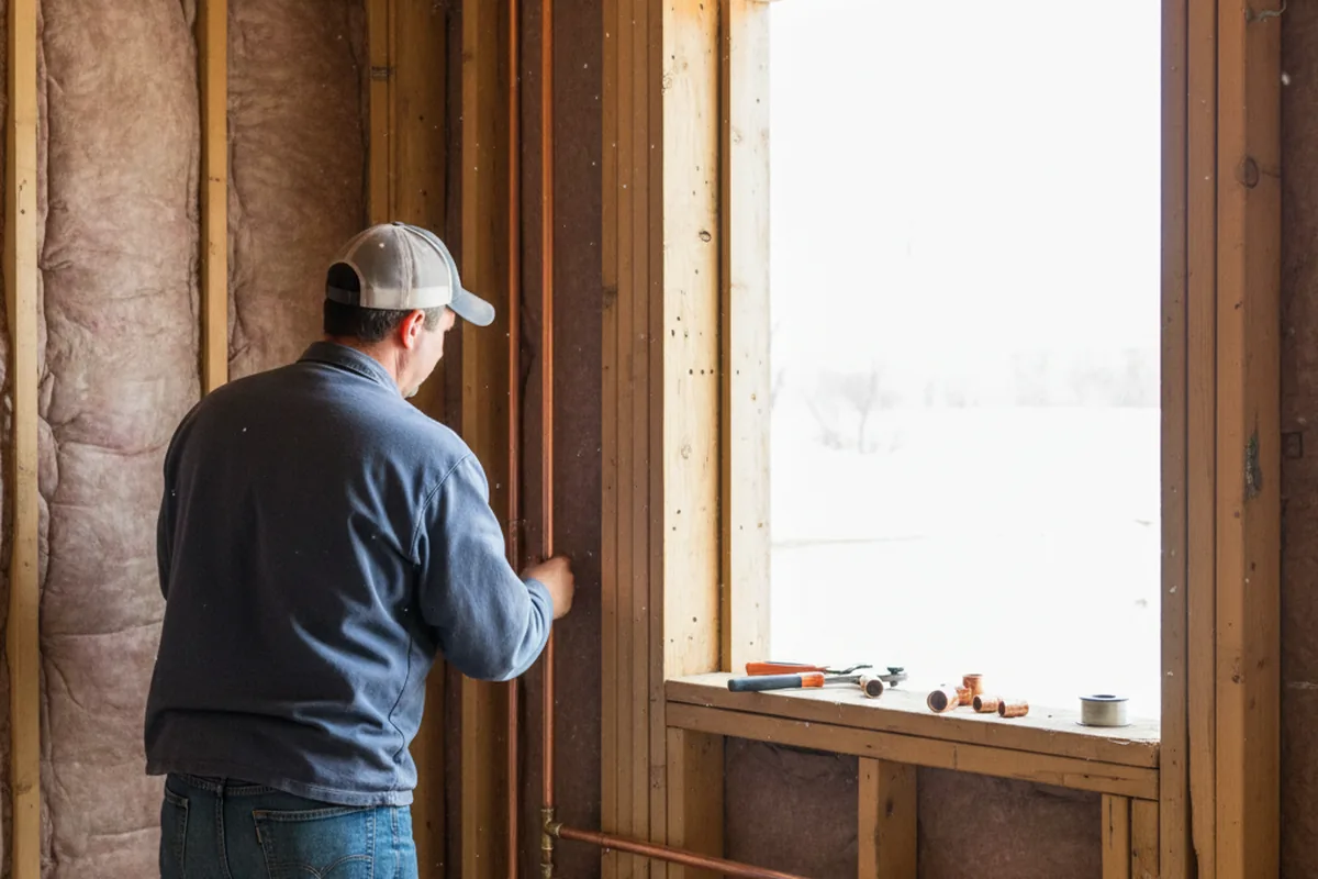 Licensed plumber running new copper supply lines in a Nolanville home