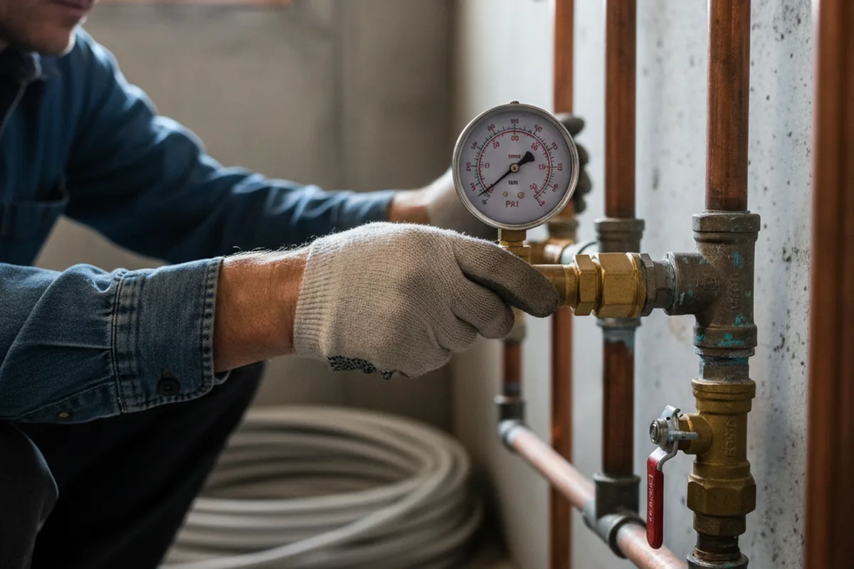 Pressure testing a repaired line during Water Line Repair in Nolanville